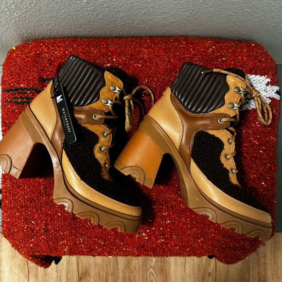 SOREL Women's Brex Cozy Mixed-Media Lace-Up Ankle Booties Blackend Brown Sz 7 - Picture 9 of 11